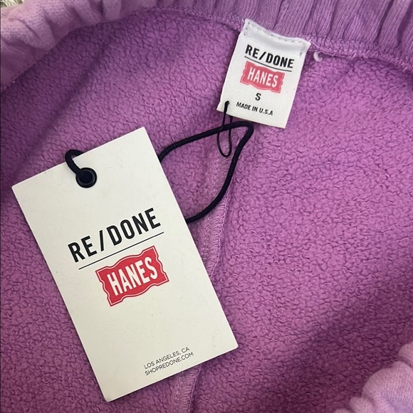 NWT RE/DONE x Hanes 80s Raw Hem French Terry Sweat Shorts In Faded Blossom Sz S - Picture 8 of 9